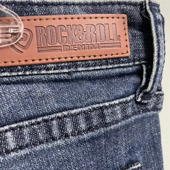 Rock & Roll Denim Cowgirl Leather Patch Trouser Jeans Size 32 Western Country - Picture 7 of 9